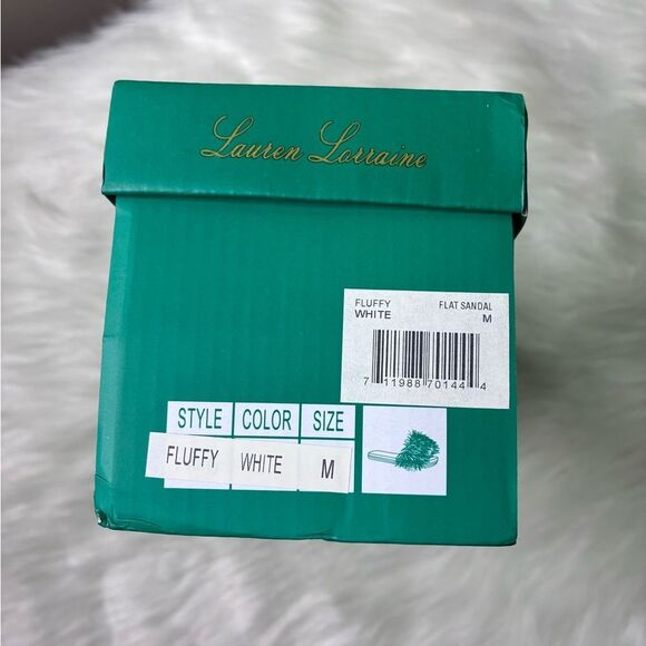 NIB Lauren Lorraine Fluffy White Sparkled Sandals - Picture 10 of 11